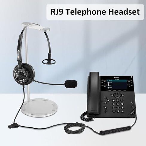سماعة هاتف بوليكوم مع ميكروفون بخاصية إلغاء الضوضاء سماعة رأس VoIP أحادية السلكية للمكتب مع زر كتم صوت سماعة هاتف لـ ShoreTel 230 NEC Allworx Polycom VVX401 VVX411 (Mono-2) in Kuwait
