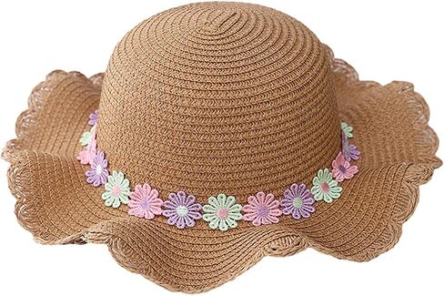 Hat and Bag Set, Toddler Girl Summer Wide Brim Beach Straw Hat with Flower and Shoulder Purse Bag in Saudi Arabia