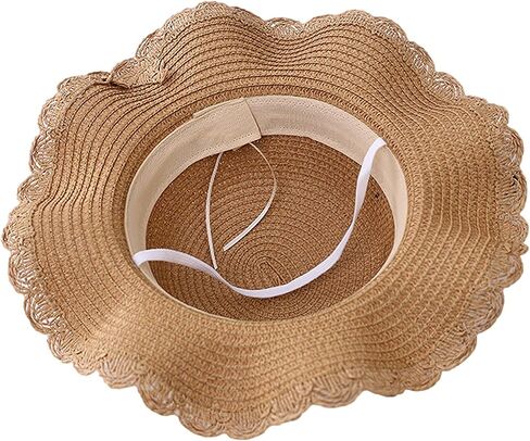 Hat and Bag Set, Toddler Girl Summer Wide Brim Beach Straw Hat with Flower and Shoulder Purse Bag in Saudi Arabia