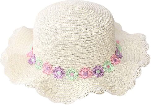 Hat and Bag Set, Toddler Girl Summer Wide Brim Beach Straw Hat with Flower and Shoulder Purse Bag in Saudi Arabia