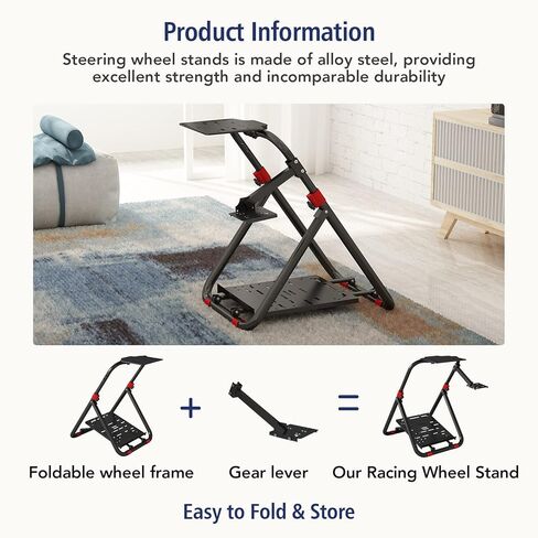 Untimaty Racing Steering Wheel Stand Simulator Racing Stand Adjustable Steering Wheel Stand for Logitech G25/G27/G29/G920 Thrustmaster T300RS/ T300GT/T150RS Supporting TX Xbox PS4 PS5 PC in Kuwait