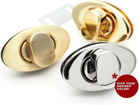 CRAFTMEMORE 1 1/2 Inches Oval Turn Lock Clasp Purse Closure Twist Lock Bag Making Accessories L94 (Brushed Brass) in Saudi Arabia