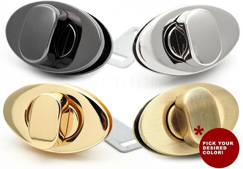 CRAFTMEMORE 1 1/2 Inches Oval Turn Lock Clasp Purse Closure Twist Lock Bag Making Accessories L94 (Brushed Brass) in Saudi Arabia