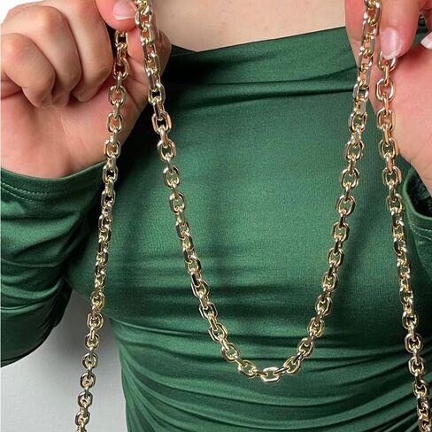 حزام كتف Rolo Purse Chain قطع الماس (9 ملم) مصقول - ذهبي (48 بوصة / 120 سم) in Kuwait