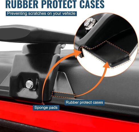 قضبان متقاطعة لرف السقف 330 رطل متوافقة مع جيب رانجلر JK JL Gladiator JT 2007-2024، 2 و4 أبواب من الألومنيوم شديدة التحمل وقضبان سقف قابلة للقفل وقضبان متقاطعة على السطح لنقل البضائع كاياك حامل الدراجة السوداء in Kuwait