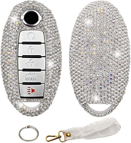 Key Fob Cover Compatible with Nissan Altima Maxima Murano Rogue Sentra Armada Sedan GTR Pathfinder Compatible with Infiniti EX FX X G JX M Q QX Bling Crystal Diamond Cover Shell Case (Pink) in Saudi Arabia