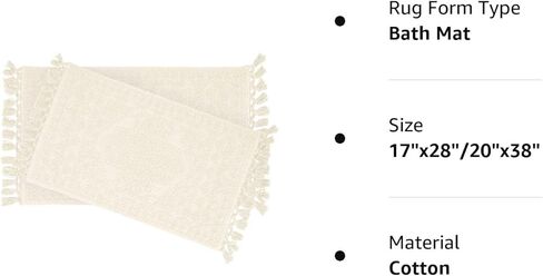 سجاد الحمام French Connection Nellore، مجموعة من 2 سجادات حمام منسوجة ومطرزة، سجاد حمام متين غير قابل للانزلاق، سجادات حمام سميكة للحمام وسجاد الدش، 17 بوصة × 28 بوصة و20 بوصة × 38 بوصة، عاجي in Kuwait