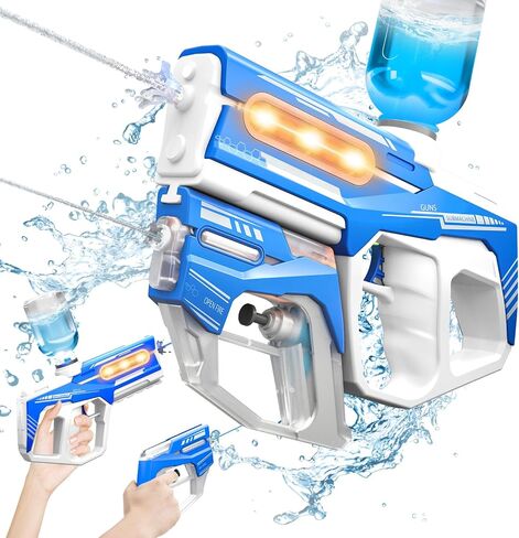 Electric Water Gun, 2 in 1 Rechargeable Water Gun Pistols, One-Button Squirt Guns with Large Capacity, Summer Gifts for Kids Adults Swimming Pool Beach Party Outdoor Activity in Saudi Arabia