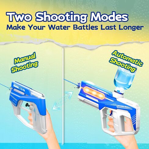 Electric Water Gun, 2 in 1 Rechargeable Water Gun Pistols, One-Button Squirt Guns with Large Capacity, Summer Gifts for Kids Adults Swimming Pool Beach Party Outdoor Activity in Saudi Arabia