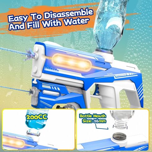 Electric Water Gun, 2 in 1 Rechargeable Water Gun Pistols, One-Button Squirt Guns with Large Capacity, Summer Gifts for Kids Adults Swimming Pool Beach Party Outdoor Activity in Saudi Arabia