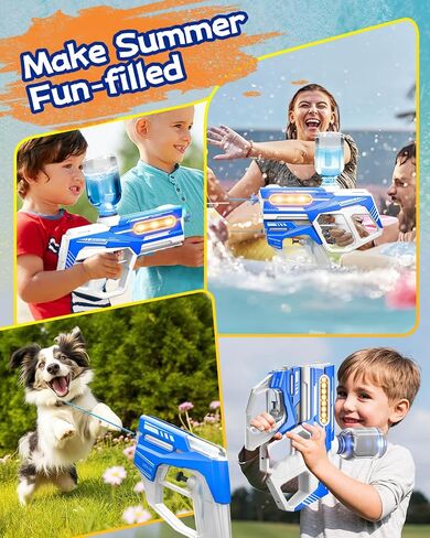 Electric Water Gun, 2 in 1 Rechargeable Water Gun Pistols, One-Button Squirt Guns with Large Capacity, Summer Gifts for Kids Adults Swimming Pool Beach Party Outdoor Activity in Saudi Arabia