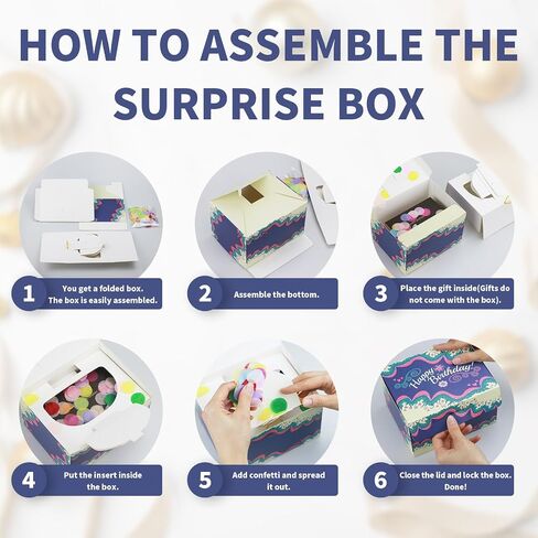 Exmagous Surprise Gift Box Explosion Gift Wrap Box Confetti Exploding Happy Birthday Pop Up Surprise Prank Box 7.2 x 5.5 x 4.3 in. in Saudi Arabia