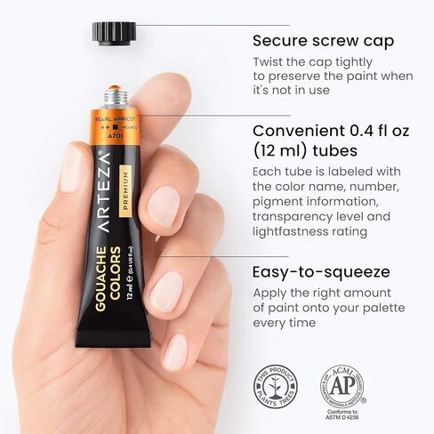 Arteza Gouache Painting Art Set, Metallic Gouache Paint 12 and Foldable Black Canvas Paper Bundle, DIY Kit, Art Supplies for Artists & Beginners, Art Kit for Adults in Saudi Arabia