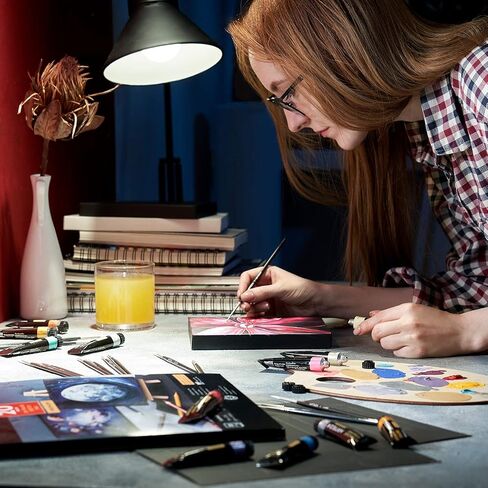 Arteza Gouache Painting Art Set, Metallic Gouache Paint 12 and Foldable Black Canvas Paper Bundle, DIY Kit, Art Supplies for Artists & Beginners, Art Kit for Adults in Saudi Arabia