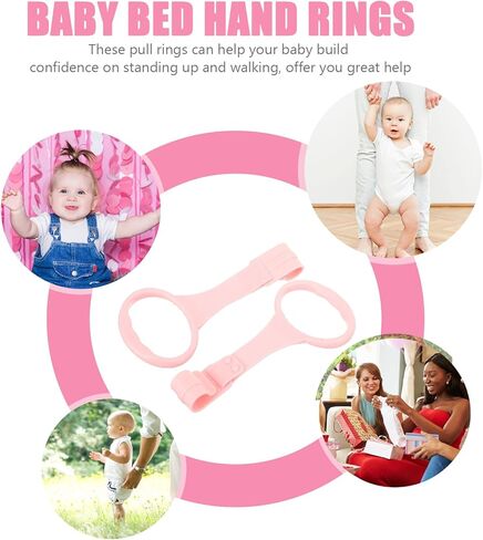 3 Pairs Children's Bed Pull Ring Walking Assistant Stand up Rings Hanging Ring Crib Playpen Accessories Baby Toy Baby Boy Crib Baby Bed Hand Rings Pp Toddler Vertical in Kuwait