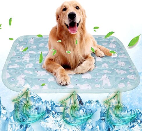 حصيرة تبريد للكلاب الأليفة، حصيرة تبريد ذاتية للحيوانات الأليفة من الحرير الجليدي قابلة للغسل للكلاب والقطط، وسادة نوم من حرير الجليد الصيفي غير قابلة للانزلاق وقابلة للطي وقابلة لإعادة الاستخدام للأماكن الداخلية والخارجية 16 بوصة × 20 بوصة in Kuwait