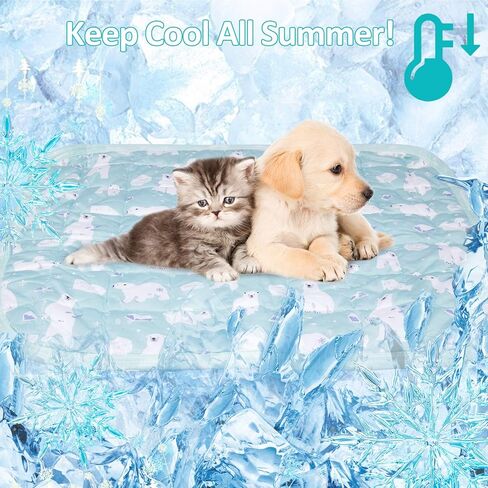 حصيرة تبريد للكلاب الأليفة، حصيرة تبريد ذاتية للحيوانات الأليفة من الحرير الجليدي قابلة للغسل للكلاب والقطط، وسادة نوم من حرير الجليد الصيفي غير قابلة للانزلاق وقابلة للطي وقابلة لإعادة الاستخدام للأماكن الداخلية والخارجية 16 بوصة × 20 بوصة in Kuwait