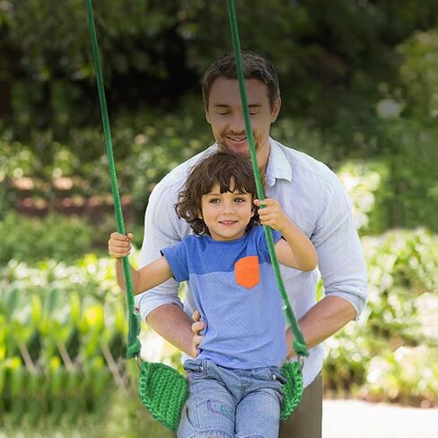 Hand-Knitting Kids Swing, Indoor Outdoor Portable Tree Swing Seat,Adjustable Ropes, with Hanging Strap and Snap Hook for Camping Hiking Backyard Playset and Playroom, Easy Install(Blue)… in Saudi Arabia