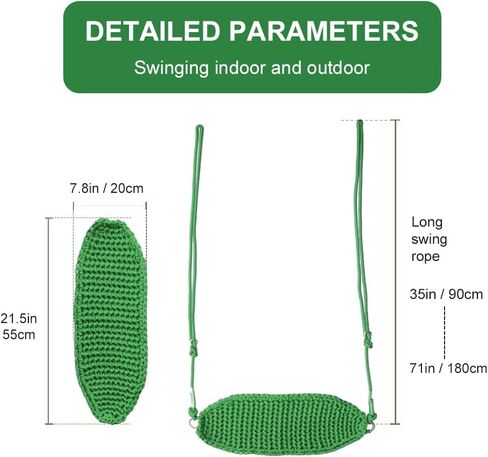 Hand-Knitting Kids Swing, Indoor Outdoor Portable Tree Swing Seat,Adjustable Ropes, with Hanging Strap and Snap Hook for Camping Hiking Backyard Playset and Playroom, Easy Install(Blue)… in Saudi Arabia