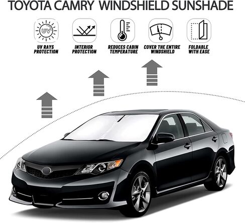 مظلة شمس للزجاج الأمامي من Bestview لعام 2012-2017 Toyo-ta Camry، مظلة أمامية من الشمس وواقي من الشمس كتلة من الأشعة فوق البنفسجية والحرارة، قابلة للطي بطبقتين مادة 210T in Kuwait