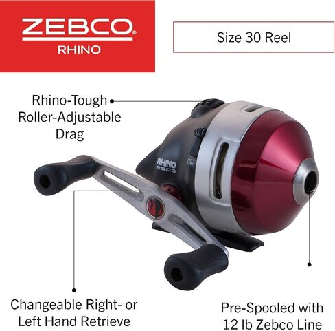 بكرة صيد الأسماك زيبكو رينو سبينكاست، 3 محامل، مقاومة فورية للعكس مع تروس ناعمة ومحاذاة بدقة in Kuwait