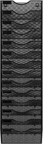 12 Tier Hanging File Holder, Metal Wall File Organizer, Hanging File Organizer for Office, Mail Organizer Wall Mounted, Convenient Office Organization, Black in Saudi Arabia