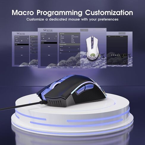 XVX G705 Wired Gaming Mouse, 12000 DPI RGB Gaming Mouse with 12 Backlit Modes & 7 Macro Buttons, PC Gaming Mice Support DIY Keybinding, Mouse Gamer Computer Mouse for Laptop PC Mac Windows,Topographic in Saudi Arabia