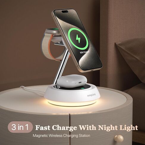 3 in 1 Charging Station for Apple Devices, 18W Fast Magnetic Wireless Charger Stand Compatible with iPhone 15/14/13/12/Pro/Pro Max/Plus/Mini, and iWatch Ultra 2/1/S9/8/7/SE/6/5/AirPods3/2/Pro in Saudi Arabia