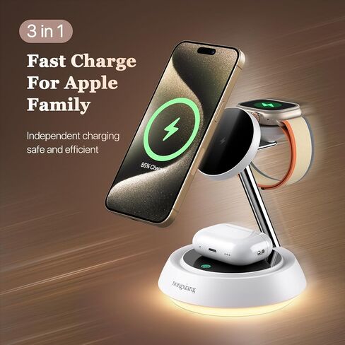 3 in 1 Charging Station for Apple Devices, 18W Fast Magnetic Wireless Charger Stand Compatible with iPhone 15/14/13/12/Pro/Pro Max/Plus/Mini, and iWatch Ultra 2/1/S9/8/7/SE/6/5/AirPods3/2/Pro in Saudi Arabia
