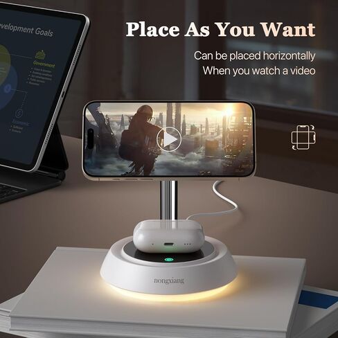3 in 1 Charging Station for Apple Devices, 18W Fast Magnetic Wireless Charger Stand Compatible with iPhone 15/14/13/12/Pro/Pro Max/Plus/Mini, and iWatch Ultra 2/1/S9/8/7/SE/6/5/AirPods3/2/Pro in Saudi Arabia