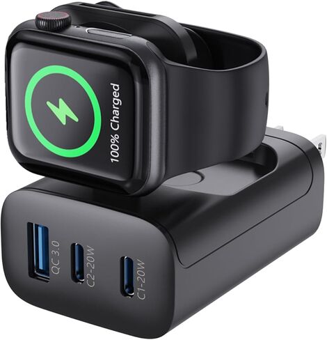 لوحدة شحن ساعة Apple، شاحن حائط 43 وات PD USB C، محول طاقة سريع قابل للطي لهاتف iPhone، شاحن سفر متعدد المنافذ لأجهزة Samsung وAndroid والأجهزة اللوحية والساعات والهواتف in Kuwait