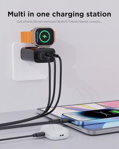 لوحدة شحن ساعة Apple، شاحن حائط 43 وات PD USB C، محول طاقة سريع قابل للطي لهاتف iPhone، شاحن سفر متعدد المنافذ لأجهزة Samsung وAndroid والأجهزة اللوحية والساعات والهواتف in Kuwait