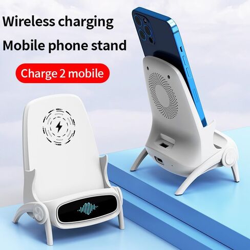 Mini Chair Wireless Charger Multifunctional Phone Holder Wireless Charging for Potable Mini Chair Charger with 2 USB Charging Ports for All Phones in Saudi Arabia