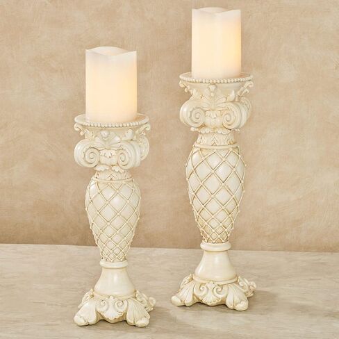 Corinthia Classical Style Candleholder Set of Two Antique Ivory Set of 2 in Saudi Arabia