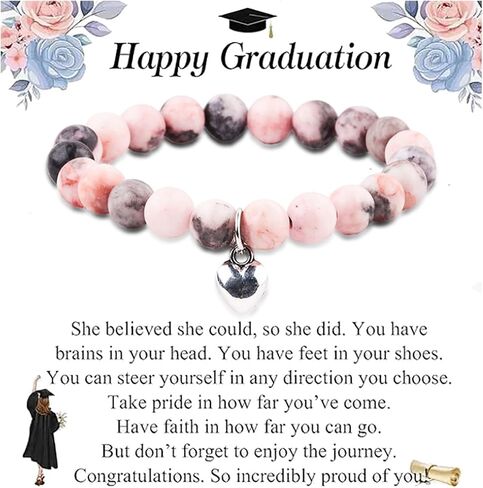 Graduation Bracelet 2024 Natural Stone Bracelet Graduation Gifts For Her/Him Class Of 2024 Graduation Bracelets College High School Graduation Presents For Friend Son Daughter Girl in Saudi Arabia