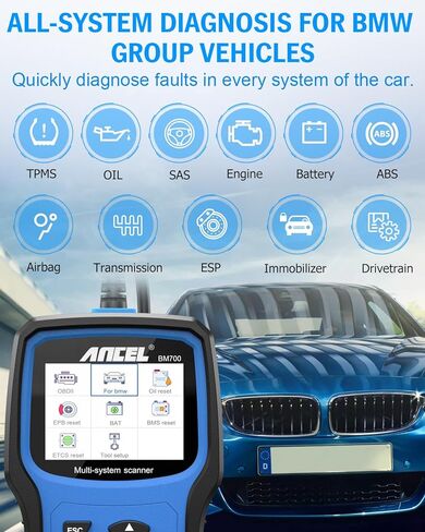 ANCEL BM700 Battery Registration Tool Fits for BMW, Full Diagnostic Tool Professional SRS Airbag Reset Scan Tool for Mini Cooper OBD1 OBD2 Scanner Car Engine Code Reader Injector Coding Oil Reset in Saudi Arabia