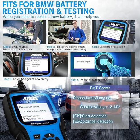 ANCEL BM700 Battery Registration Tool Fits for BMW, Full Diagnostic Tool Professional SRS Airbag Reset Scan Tool for Mini Cooper OBD1 OBD2 Scanner Car Engine Code Reader Injector Coding Oil Reset in Saudi Arabia