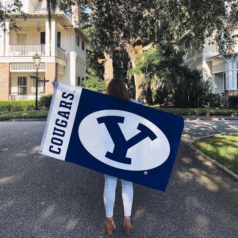 لافتات علم جامعة صبار الصحراء بريغهام يونغ الكوجر BYU Cougs أعلام 100% بوليستر للاستخدام الداخلي والخارجي 3x5 (اسم الفريق) in Saudi Arabia