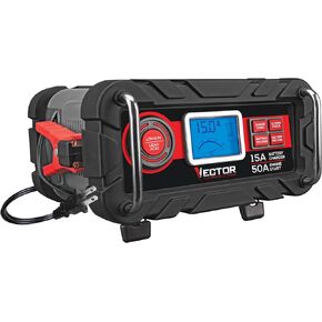شاحن بطارية Vector BC15BV Amp أوتوماتيكي 12 فولت مع تشغيل محرك 50 أمبير وفحص المولد in Kuwait