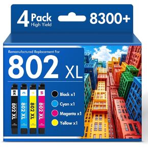 Remanufactured Replacement for 802 XL WF-4730 Ink Cartridges Combo Pack for Epson Printer Workforce Pro WF-4730 WF-4740 WF-4720 EC-4020 EC-4030 WF 4730 4740 (KCMY-4Pack) in Kuwait