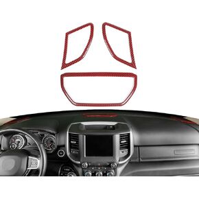 for RAM Dash Center Console Speaker Trim Cover Fit for RAM 2018-Present Red Carbon Fiber Interior Accessories 3pcs in Saudi Arabia