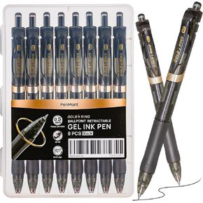 Retractable Gel Pens, Black Barrel, 0.5 mm Fine Point, Black Gel Ink, Smooth Writing, 8 Count - Home, School, Office, Teacher Supplies in Saudi Arabia