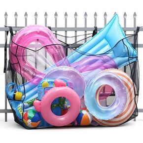 Pool Float Storage Organizer, Hanging Mesh Bag for Pool Toys, Extra Large Above Ground Poolside Holder Net for Inflatable Balls, Water Rafts, Noodles and Other Swimming Pool Accessorie, Black in Saudi Arabia