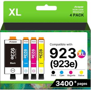 خراطيش حبر 923XL 923 لاستبدال طابعات HP لخراطيش حبر HP 923 عالية الإنتاجية متوافقة مع طابعات OfficeJet Pro 8130e 8125e 8120e 8135e 8138e، 4 عبوات باللون الأسود in Kuwait