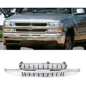 MIC Front Grille Grill Compatible with 1999-2002 Silverado 1500 2500,2000-2006 Suburban 1500 2500, 2000-2006 Tahoe (Chrome) in Saudi Arabia