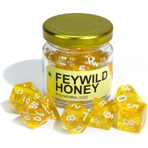 SIXPOINTS Sweet Honey Polyhedral Dice Set -7 Pieces Classic Game Dice,Food Themed DND Dice Set with Glass Jar Storage Compatible with Dungeons and Dragons,D&D,RPG Table Games Accessories in Saudi Arabia