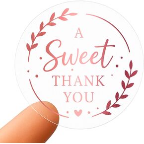 100 x A Sweet Thank You Clear Wedding Rose Gold Foil Wedding Favor Stickers, Baby Shower Favor Labels,Bridal Shower Favor Seals for Gifts, 1.6" in Saudi Arabia
