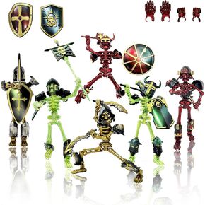 6 Pcs Titan 13 Skeleton Action Figures Set with 224 Accessories, DIY Assembly Required 3D Printed Toys Mini Skeleton Action Figure for Boys, Multi-Jointed Movable for Halloween Party Gifts in Saudi Arabia