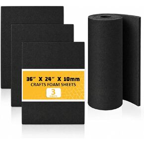 Poola Voidra 3 Pack 10mm Thick EVA Foam Board 24" x 36", Cosplay EVA Foam Roll Large Lightweight for Crafting Model, Cosplay DIY Project, Crafts, Display Print Paintings, Easy to Cut(White) in Saudi Arabia