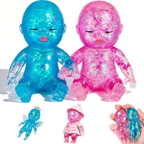 2PCS Slow Rising Glitter Squishy Babies, Cute Sensory Fidget Toys for Stress Relief, Desk Decor Gifts for Kids Adults in Saudi Arabia